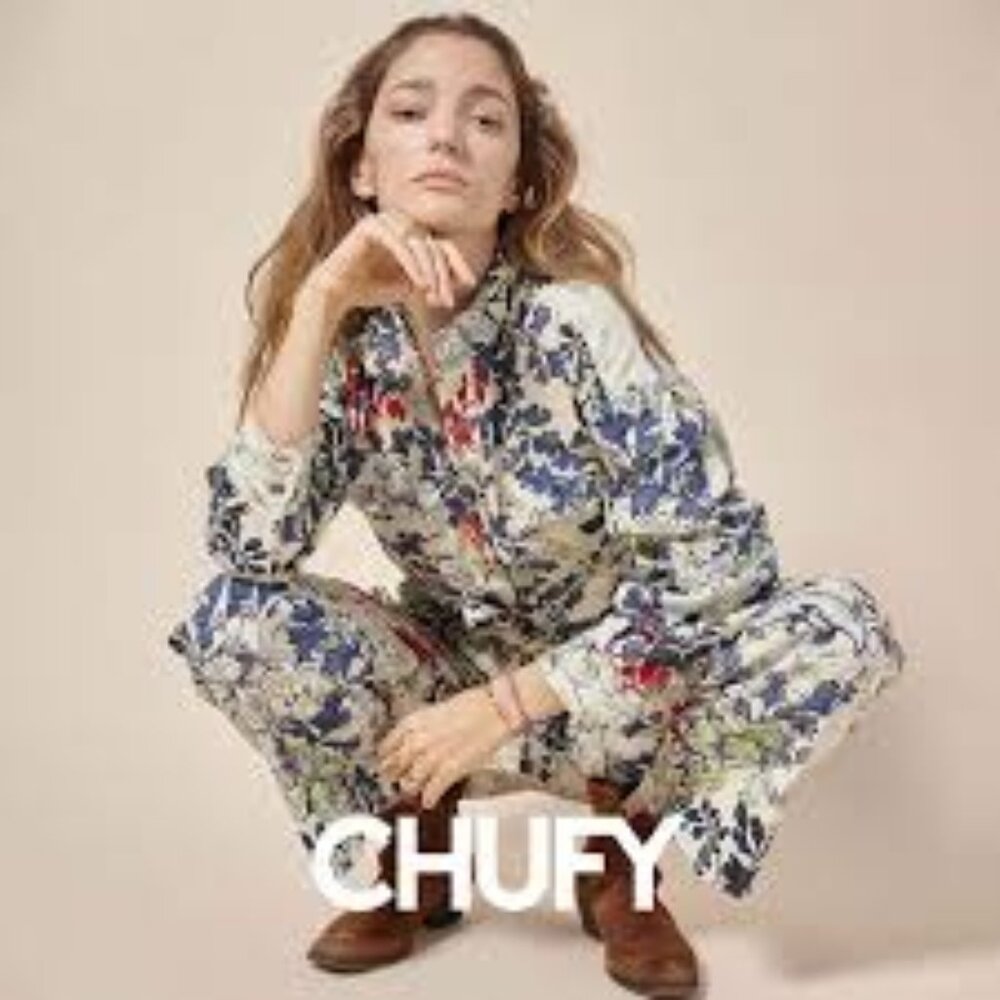 CHUFY Cliff Printed Peasant Blouse In Asham Beige L